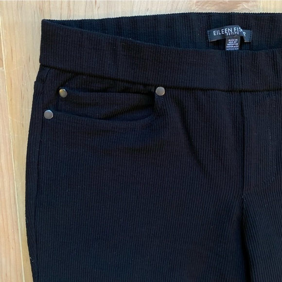 Eileen Fisher Cropped/Ankle Black Ribbed Pants - Picture 2 of 10